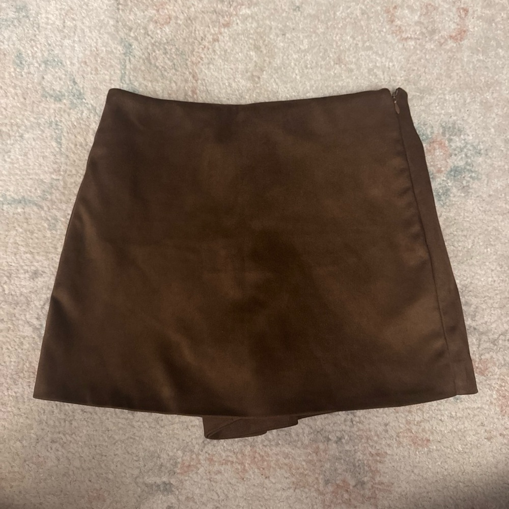 Zara Brown Suede Mini Skort